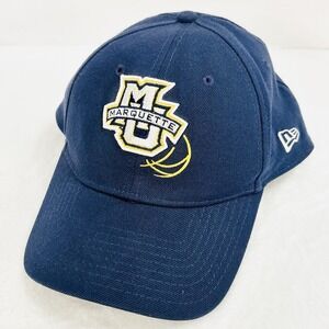 New Era Marquette Golden Eagles Team Logo 39THIRTY Stretch Flex Hat Cap M/L Blue